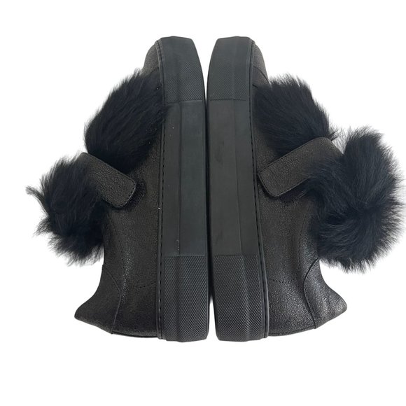 MONCLER Victoire Black Leather Sneaker With Fur Women's, UK 38, NWB - Picture 7 of 12